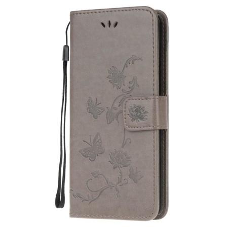 Butterfly-lompakkokotelo Samsung Galaxy A03s -puhelimelle - harmaa Grey