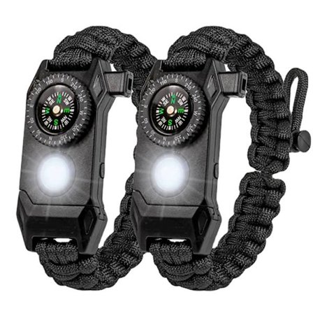 2 st Survival Paracord Armband - Taktisk Nödläge Utrustning Kit wit