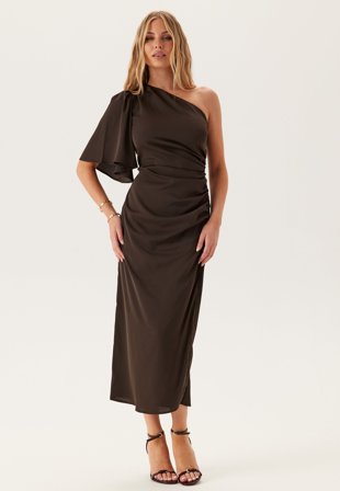 Bubbleroom Occasion - Ruched One Shoulder Midi Dress - 34