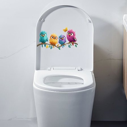 Söpö Lintuvessa Tarra Vedenpitävä Hauska Lintu Puun Oksalla WC-istuimen Kannen Tarra Kodin Seinä Ikkuna Koristelu Sarjakuva WC-istuimen Kannen Tarra