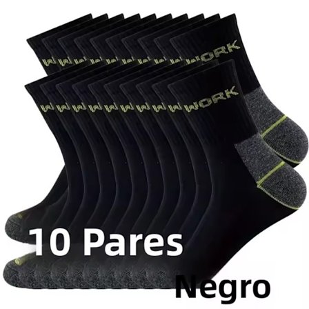 10 par svarte; Én størrelse - ZLY herre businessokker, høy kvalitet, svetteabsorberende, pustende, hele året, sport og fritid, midt-rør,