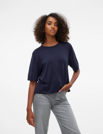 Vero Moda Vmsilje 2/4 O-Nck Oversize Pull Ga Noos - Navy - M