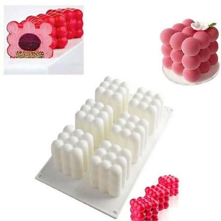 3D-kub Ljus Mould 6 håligheter Silikon Fyrkantig Bubble Form