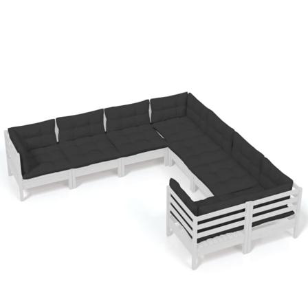 Vidaxl Loungegrupp Med Dynor 8 Delar Vit Massiv Furu Vit