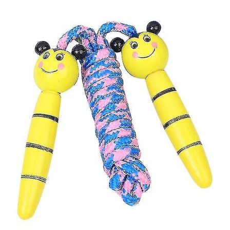 Justerbar Hopprep för Barn och Vuxna med Trähåll, Flätad Trasselfri Hopprep för Kul och Utomhusfitness