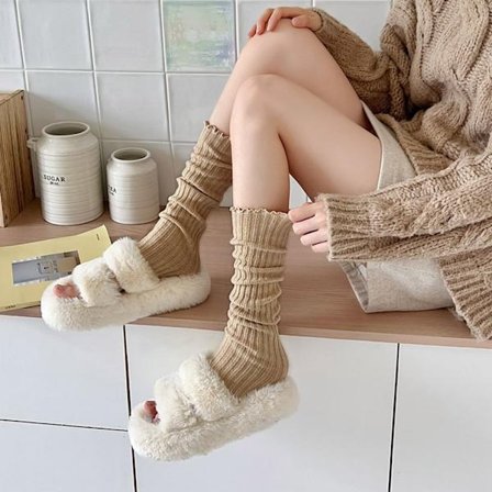 Ribbestrikk leggvarmere Y2K leggvarmere LETT KAFFE LETT KAFFE