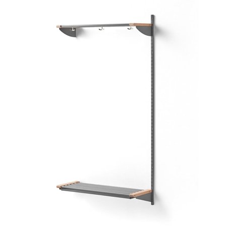 Cloakroom unit JEPPE with hat shelf, add-on unit, 1790x900x310 mm, alu/birch