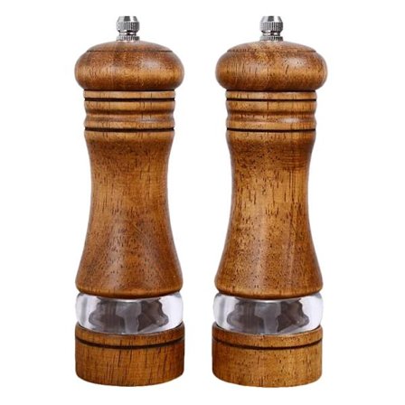 (Spesialtilbud) Salt- og pepperkverner, sett med 2 høykvalitets salt- og pepperkverner i tre