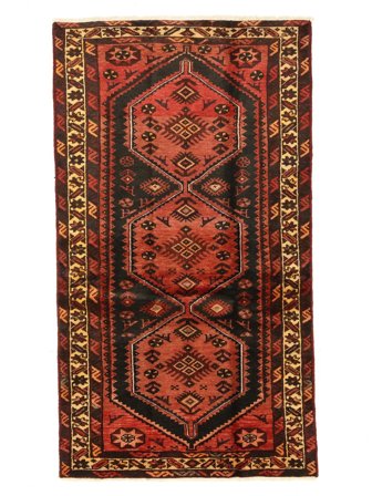 Hamadan Teppe 102X183 Svart/Mørk Rød Ull, Persia