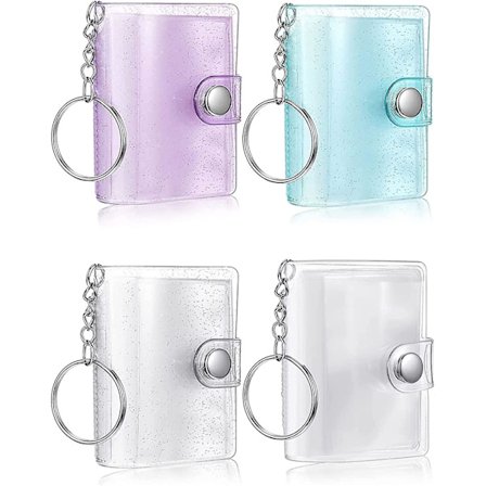 4-pack Mini Nyckelring Fotoalbum Liten storlek rymmer 20 foton 2 tum bärbart fotoalbum