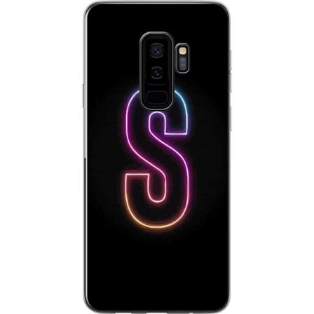 Kompatibel Mobilcover til Samsung Samsung Galaxy S9+ Neonbogstav S i lyserød og blå toner mod en mørk baggrund, stilfuld bogstavkunst med retro-fut