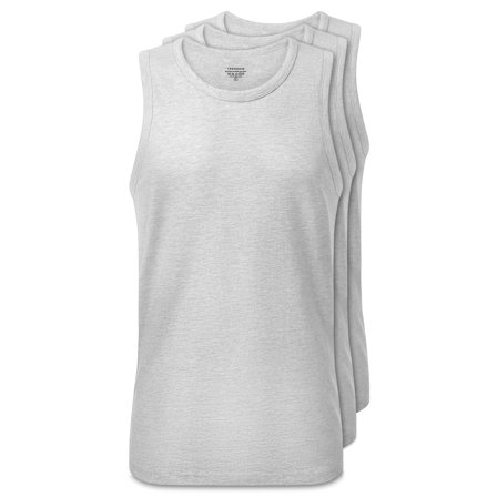 FlexFeel | Set van 3 lichtgrijze katoenen tanktops voor mannen - Tanktops