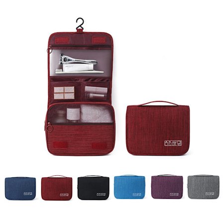 Werwing Ripustettava Matka-T0ilettilaukku Kokoontaitettava Märkä Kuiva Erottelu Kosmetiikkajärjestäjä Kannettava Koukku Pesupussi - Viininpunainen