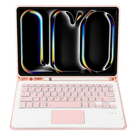 A13B-A För iPad Pro 11 (2024) Pennfack Läder Tablet Fodral + Bluetooth Tangentbord med Pekplatta