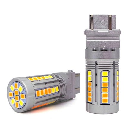 2 st P27/7W LED 3157 12-24V vit-orange lampa, inget fel 100% CANBUS