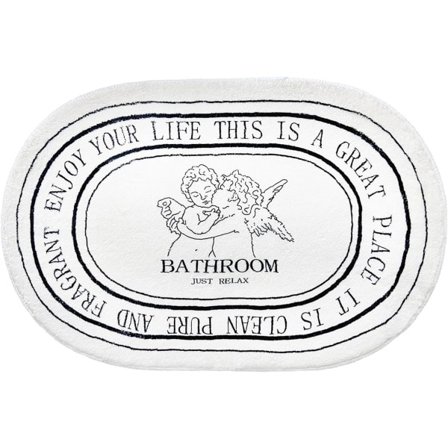 IC Svart och vit badrumsmatta 50,8 x 81,28 cm Mjuk absorberande Söt badrumsmatta för golv, maskintvättbar halkfri