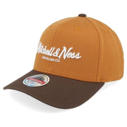 Mitchell & Ness - Brun adjustable Keps - Pinscript Two Tone Brown Classic Red Own Brand Tan/Brown Adjustable @ Hatstore