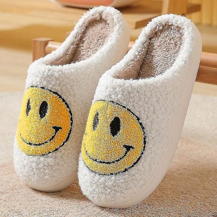 Smiley Face Tøfler Kvinner Smil Tøfler Happy Face Tøfler Retro Smiley Face Myk Plysj