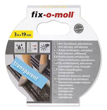 FIX-O-MOLL Antisklitape klar for trapper, fliser og badekar 3mx19mm