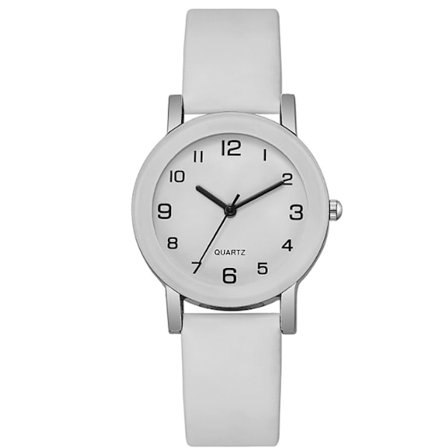 Klassisk digital svart urtavla klocka PU quartz klocka enkel avslappnad herr- och damklocka vit Dam vit_xx