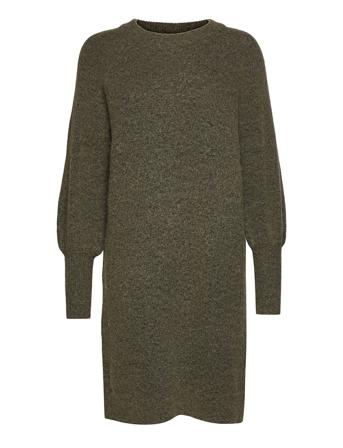 Slfsif Kaya Ls Knit Dress O-Neck Green Selected Femme