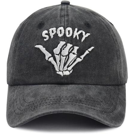 Halloween Spooky Hatt för Kvinnor Män, Justerbar Broderad Bomulls Skelett Hand Baseballkeps