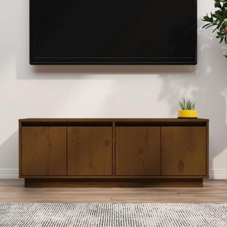 Vidaxl Tv-bänk Honungsbrun 110x34x40 Cm Massiv Furu Brun