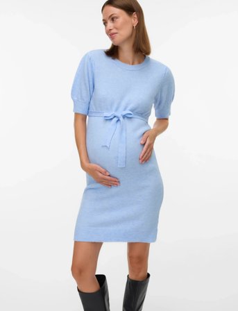 Mamalicious Mlcarmen 2/4 Knit Abk Dress - Blue - M