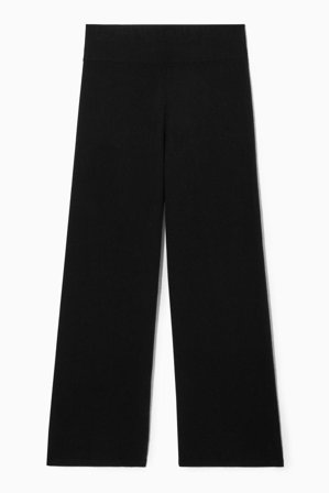 COS Women's Wide Leg Cashmere Trousers in Black