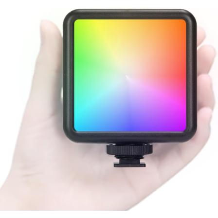 RGB-kameravideolampa: LED Vlog-belysning Fullfärg Dimbar 2500-7000K Ljus Starkt On-Camera-ljus 1800mAh Uppladdningsbar med 3 Cold Shoe Light Attach 