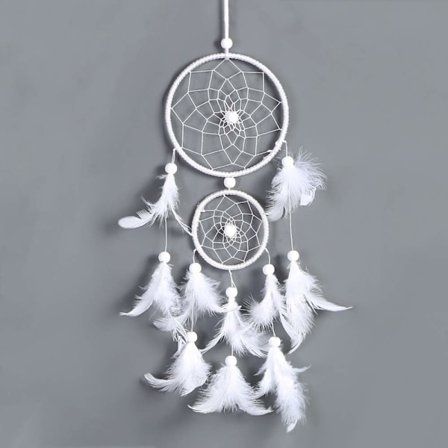 Drømmefanger med fjær Hvit