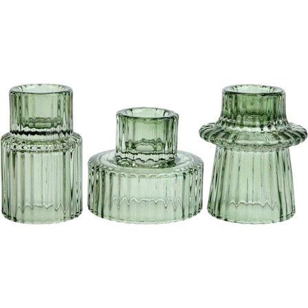 Lysestakersett med 3, Glassvotive-lyslykter for koniske/søyle/telys, Lysestaker for bordpynt, Bryllup, Bursdag