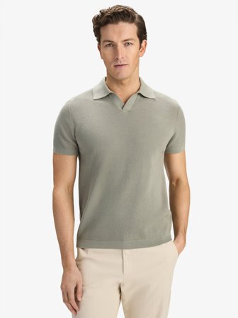 John Henric Men's Grünes Struktur Polo Baumwolle Size S