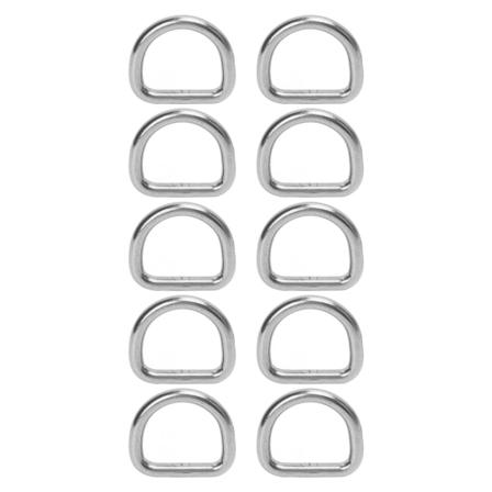 10 kpl 316 ruostumatonta terästä D-rengas saumaton hitsattu laitteisto D-solki surffilauta kajakki tarvikkeet 6 mm 30x27x6 mm/1.2x1.1x0.2in