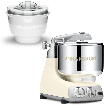 Ankarsrum AKM 6230 kjøkkenmaskin med iskremmaskin, light créme' - 'Light creme