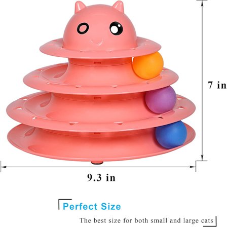 Katt leksak rulle 3-nivå skivspelare katt leksaker bollar med sex kol