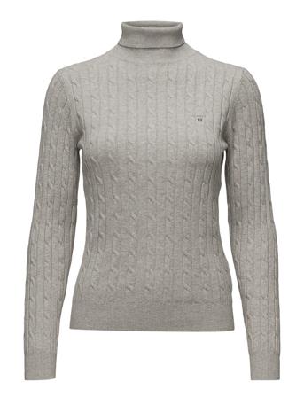 Stretch Cotton Cable Turtle Neck Turtleneck Polotröja Grå GANT