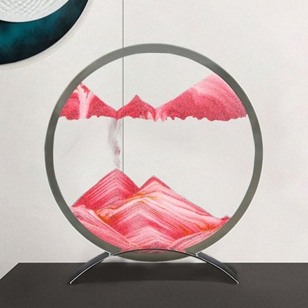 Rumsdekor Flytande Sandkonst Bild Rund Glas Flytande Sand Ram, Flytande Rörelse Visning Djuphavs Sand Scen Dekoration