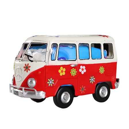 Servietboks med vintage bus-formet design, premium jernkonstruktion for holdbar brug, retro metal servietholder til hjemmekontorindretning, 