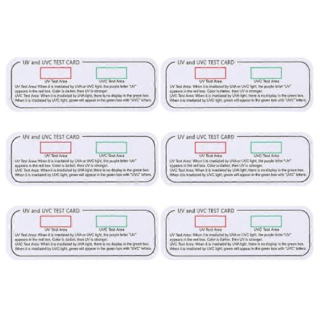 6 stk. Lys Testkort Bærbare UVA UVC Testkort Egnet for UV Testområde og UVC Testområde
