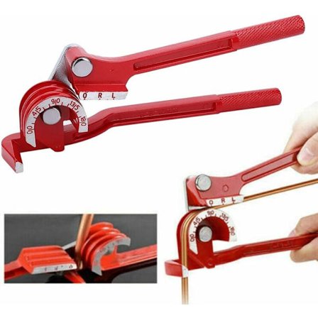 Rørbøyer, 3 spor 1/4"5/16" 3/8"0-180 graders rørbøyeverktøy, manuell bøyer for å bøye 6/8/10mm kobber- og aluminiumsrør, rød