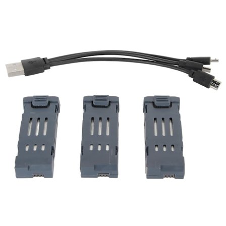 3 stk. 3,7V 600mAh UAV Lithium Batteri Høj Kapacitet Quadcopter Lithium Batteri Med Ladekabel til E58 E68 JY109 998PRO