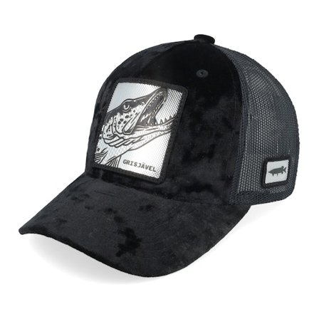 Skillfish - Musta trucker Lippis - Kids Grisjävel Silver Youth Black Velvet Trucker @ Hatstore