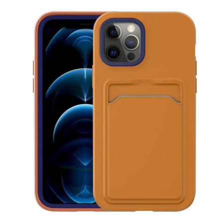 Iphone 13 - Hybrid Skal Med Kortfack - Orange/blå