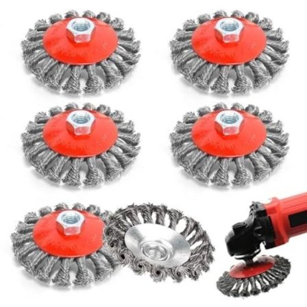 6 st 125mm M14 Stålborstsats för Vinkelslip, Kompatibel med Sladdlös Borrmaskin/Skruvdragare, Rostborttagning & Slipningstillbehör