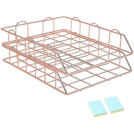 2 stk A4 brevbakke stabelbar, metall skrivebordstilbehør arrangør dokumentbakke