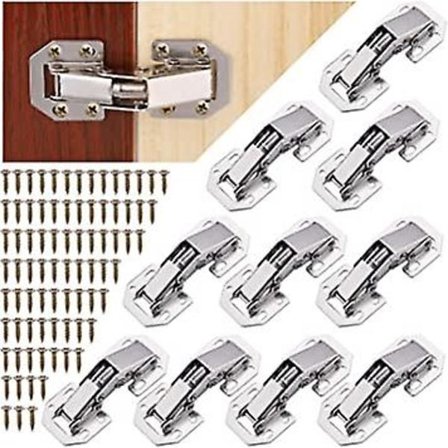 10 stk. Skabhængsler med skruer, Soft Close hængsler til køkkenskabe, 90 graders hængsel til køkkenskab, garderobeskab, badeværelsesskab H