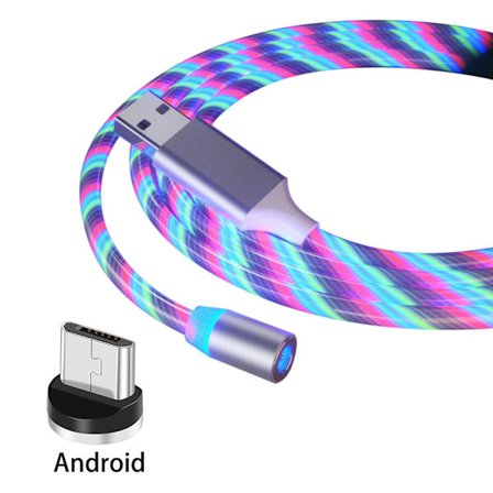 LED-flödande magnetisk laddningskabel Ljus upp lysande telefonladdningskabel