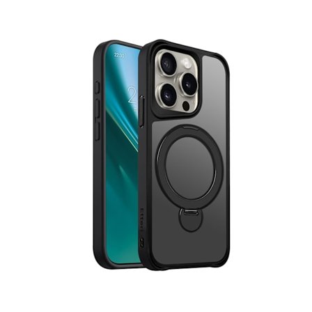 Etteri Matt Mag Ring-fodral för iPhone 15 Pro max svart