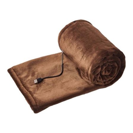USB Elektrisk Fleece Bärbar Värmefilt Varm Vinter Sjal, Brittisk Brun, 160*80cm